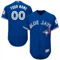 Toronto Blue Jays Blue With 40th Anniversary Patch Mens Flexbase Customized Jersey