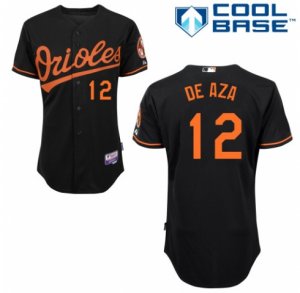 Men\'s Majestic Baltimore Orioles #12 Alejandro De Aza Replica Black Alternate Cool Base MLB Jersey