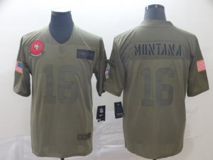 Nike 49ers# 16 Joe Montana 2019 Olive Salute To Service Limited Jersey