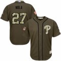 Men's Majestic Philadelphia Phillies #27 Aaron Nola Authentic Green Salute to Service MLB Jersey