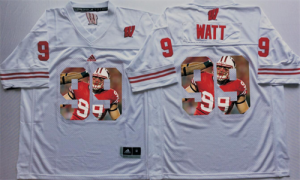 Wisconsin Badgers #99 J.J. Watt White Portrait Number College Jersey