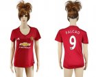 Womens Manchester United #9 Falcao Red Home Soccer Club Jersey