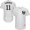 2016 Men New York Yankees #11 Brett Gardner Majestic White-Navy Flexbase Authentic Collection Player Jersey