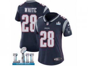 Women Nike New England Patriots #28 James White Navy Blue Team Color Vapor Untouchable Limited Player Super Bowl LII NFL Jersey