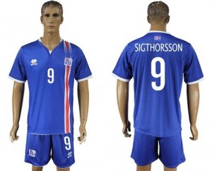 Iceland #9 Sigthorsson Home Soccer Country Jersey