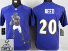 2013 Super Bowl XLVII Youth NEW NFL Baltimore Ravens #20 Reed Purple Portrait Fashion Jerseys