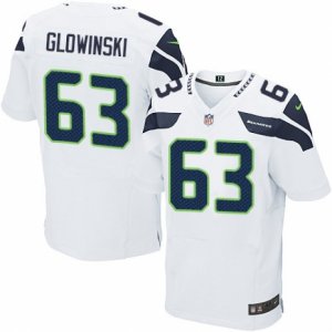 Men\'s Nike Seattle Seahawks #63 Mark Glowinski Elite White NFL Jersey