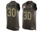 Mens Nike New York Giants #30 Wayne Gallman Limited Green Salute to Service Tank Top NFL Jersey