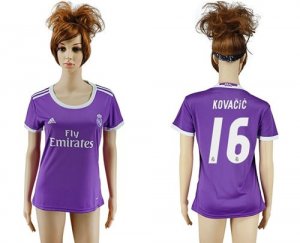 Womens Real Madrid #16 Kovacic Away Soccer Club Jersey