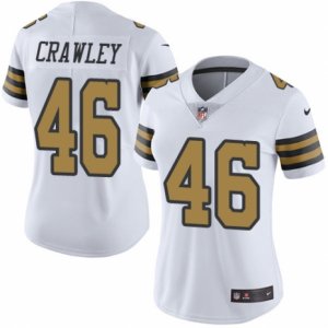 Womens Nike New Orleans Saints #46 Ken Crawley Limited White Rush NFL Jersey