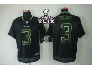 2015 Super Bowl XLIX Nike NFL Seattle Seahawks #3 Russell Wilson Black Jerseys(Lights Out Elite)