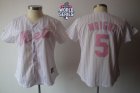 Women New York Mets #5 David Wright White Pink Strip W 2015 World Series Patch Fashion Stitched MLB Jersey