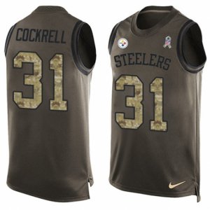 Mens Nike Pittsburgh Steelers #31 Ross Cockrell Limited Green Salute to Service Tank Top NFL Jersey