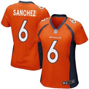 Women Nike Denver Broncos #6 Mark Sanchez Orange Team Color Stitched NFL New Elite Jersey