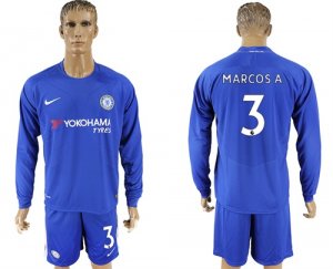 2017-18 Chelsea 3 MARCOS A. Home Goalkeeper Long Sleeve Soccer Jersey