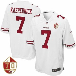 Men\'s San Francisco 49ers #7 Colin Kaepernick Nike White 70th Anniversary Patch Game Jersey