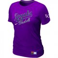 Women MLB Kansas City Royals Purple Nike Short Sleeve Practice T-Shirt
