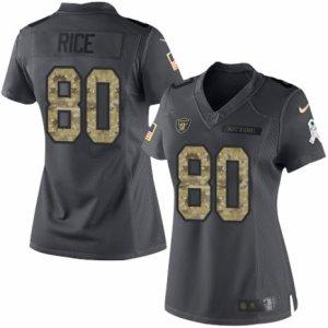 Women\'s Nike Oakland Raiders #80 Jerry Rice Limited Black 2016 Salute to Service NFL Jersey