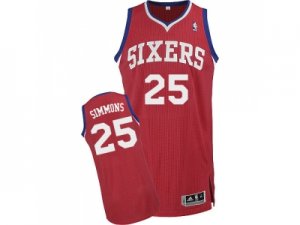 Men\'s Adidas Philadelphia 76ers #25 Ben Simmons Authentic Red Road NBA Jersey