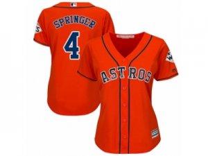 Women Majestic Houston Astros #4 George Springer Replica Orange Alternate 2017 World Series Bound Cool Base MLB Jersey