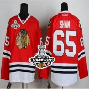 nhl jerseys chicago blackhawks #65 shaw red[2013 stanley cup champions]