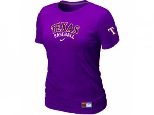 Women Texas Rangers Nike Purple Short Sleeve Practice T-Shirt