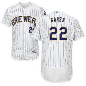 Men\'s Majestic Milwaukee Brewers #22 Matt Garza White Flexbase Authentic Collection MLB Jersey