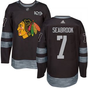 Mens Chicago Blackhawks #7 Brent Seabrook Black 1917-2017 100th Anniversary Stitched NHL Jersey