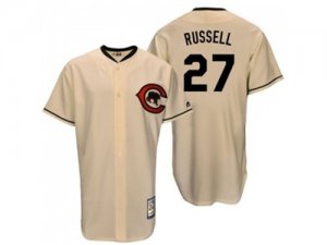 Mitchell And Ness Chicago Cubs #27 Addison Russell Cream Throwback Stitched MLB Jersey