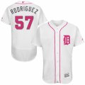 Men's Majestic Detroit Tigers #57 Francisco Rodriguez Authentic White 2016 Mother's Day Fashion Flex Base MLB Jersey