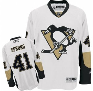 Mens Reebok Pittsburgh Penguins #41 Daniel Sprong Premier White Away NHL Jersey