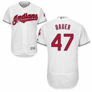 Men\'s Majestic Cleveland Indians #47 Trevor Bauer White Flexbase Authentic Collection MLB Jersey