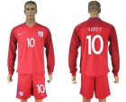 England #10 Vardy Away Long Sleeves Soccer Country Jersey