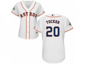 Women Majestic Houston Astros #20 Preston Tucker Replica White Home 2017 World Series Bound Cool Base MLB Jersey