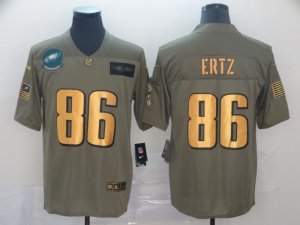Nike Eagles #86 Zach Ertz 2019 Olive Gold Salute To Service Limited Jersey