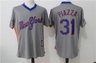 Mens Majestic New York Mets #31 Mike Piazza Gray Cool Base Cooperstown Collection Jersey