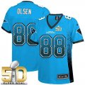 Women Nike Panthers #88 Greg Olsen Blue Alternate Super Bowl 50 Stitched Drift Fashion Jersey