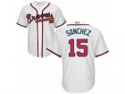 Youth Majestic Atlanta Braves #15 Tony Sanchez Replica White Home Cool Base MLB Jersey