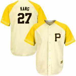 Men\'s Majestic Pittsburgh Pirates #27 Jung-ho Kang Replica Cream Gold Exclusive MLB Jersey