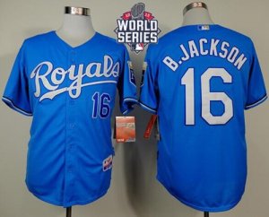 Kansas City Royals #16 Bo Jackson Light Blue Alternate Cool Base W 2015 World Series Patch Stitched MLB Jersey