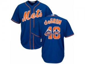 Mens Majestic New York Mets #48 Jacob deGrom Authentic Royal Blue Team Logo Fashion Cool Base MLB Jersey