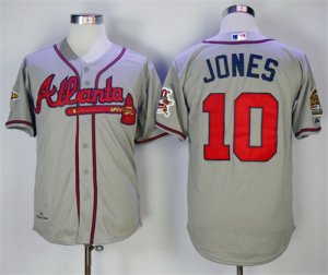 Braves #10 Chipper Jones Gray Throwback Jersey