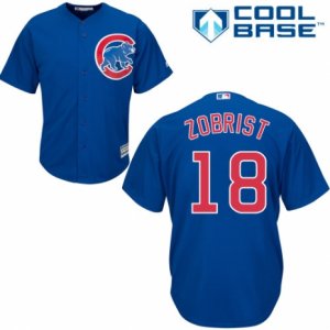 Men\'s Majestic Chicago Cubs #18 Ben Zobrist Replica Royal Blue Alternate Cool Base MLB Jersey