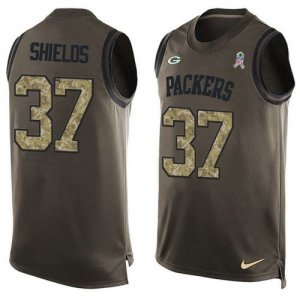 Nike Green Bay Packers #37 Sam Shields Green Mens Stitched NFL Limited Salute To Service Tank Top Jersey