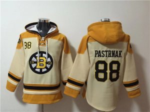 Men\'s Boston Bruins #88 David Pastrnak Cream Ageless Must-Have Lace-Up Pullover Hoodie