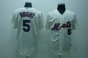 mlb new york mets #5 wright cream(blue strip)cool base