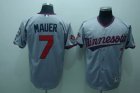 mlb minnesota twins #7 mauer grey[50th]