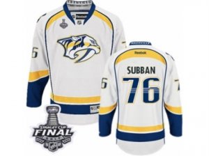 Mens Reebok Nashville Predators #76 P.K Subban Premier White Away 2017 Stanley Cup Final NHL Jersey