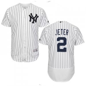 2016 Men New York Yankees #2 Derek Jeter Majestic White Flexbase Authentic Collection player Jersey (2)