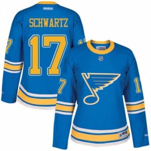 Womens Reebok St. Louis Blues #17 Jaden Schwartz Authentic Blue 2017 Winter Classic NHL Jersey